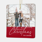 Foto Frohe Weihnachts-Script-Kalligraphie-Familie Keramikornament (Links)