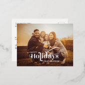 Foto frohe Weihnachtskalligrafie Silver Folien Feiertagspostkarte (Vorderseite/Rückseite)