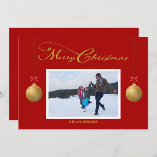 Foto frohe Weihnachtskalligraphie Feiertagskarte (Vorne/Hinten)