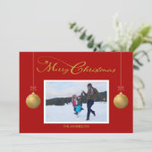 Foto frohe Weihnachtskalligraphie Feiertagskarte (Stehend Vorderseite)