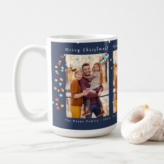 Foto Frohe Weihnachtsschnee Whimsy Blue Kaffeetasse (Mit Donut)