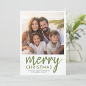 Foto Frohe Weihnachtsschrift - Minimal Green Feiertagskarte (Stehend Vorderseite)