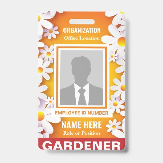 Foto Frohe White Daisies Orange Identifikation Ausweis (Front)