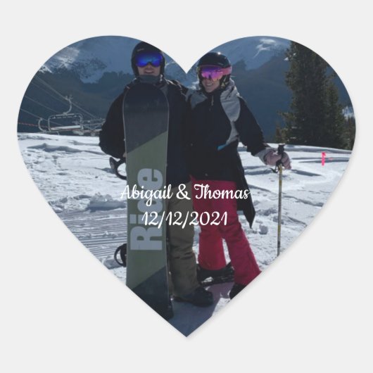 Foto Fügen Sie Ihr eigenes Foto Hochzeit Verlobung Herz-Aufkleber (Vorderseite)