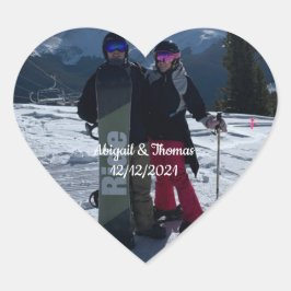 Foto Fügen Sie Ihr eigenes Foto Hochzeit Verlobung Herz-Aufkleber