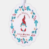 Foto Fun Gnome Sweet Gnome Elf Blumenstraube Niedl Ornament Karte (Links)