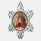 Foto Fun Stomping Rentiers Schneeflocken Zinn-Ornament (Rechts)