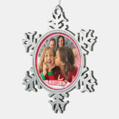 Foto Fun Stomping Rentiers Schneeflocken Zinn-Ornament (Rechts)