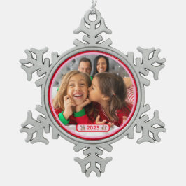 Foto Fun Stomping Rentiers Schneeflocken Zinn-Ornament