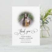 Foto Funeral Calligraphy Script bedankt sich bei K Dankeskarte (Stehend Vorderseite)