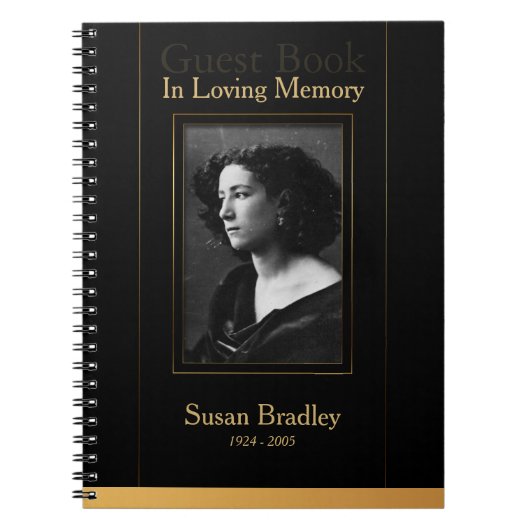 Foto Funeral GuestBook mit Goldrohren Notizblock (Vorderseite)