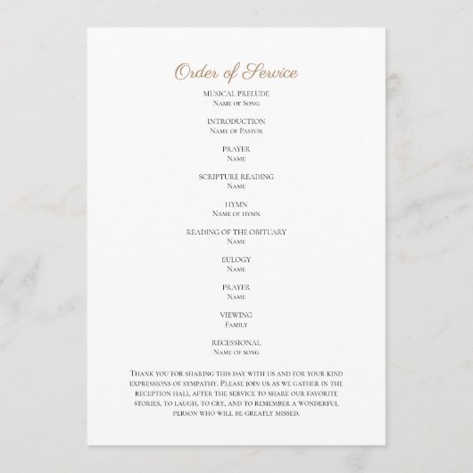 Foto Funeral Memorial Order of Service Program Programm (Rückseite)