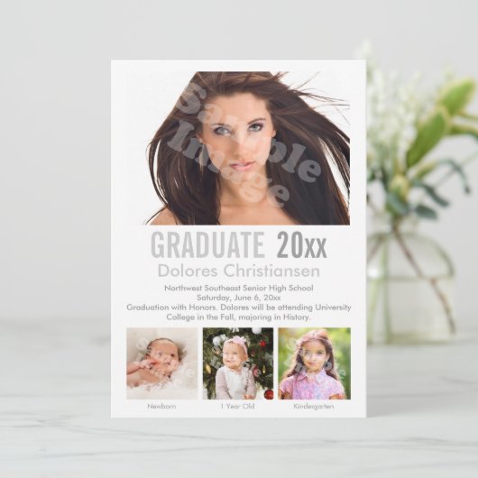 Foto für Altersentwicklung Moderner Abschluss Einladung (Stehend Vorderseite)