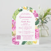 Foto für Aquarellfarben QR-Code Quinceñera Einladung (Stehend Vorderseite)