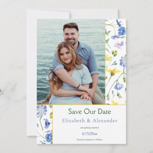 Foto für Aquarellfarben Save the Date Ankündigung (Vorderseite)