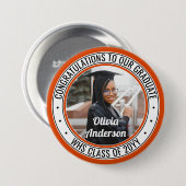 Foto für beliebige Abschlüsse Orange Black und Whi Button (Vorne & Hinten)