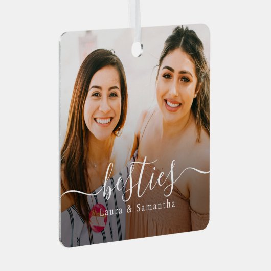 Foto für benutzerdefinierte Besties-Namen Ornament Aus Metall (Vorderseite Rechts)