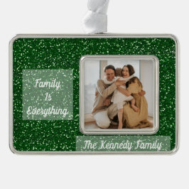 Foto für benutzerdefinierte Familie, Name und Zita Rahmen-Ornament Silber