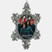 Foto für benutzerdefinierte Familien Schneeflocken Zinn-Ornament (Links)