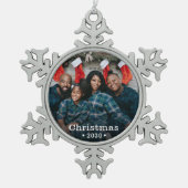 Foto für benutzerdefinierte Familien Schneeflocken Zinn-Ornament (Vorderseite)