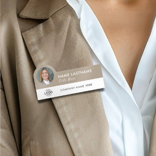Foto für benutzerdefinierte Logos Beige Tan White Namensschild