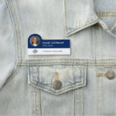 Foto für benutzerdefinierte Logos Navy Blue White Namensschild (Beispiel)