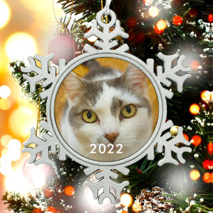 Foto für benutzerdefinierte Tierfamilie Schneeflocken Zinn-Ornament