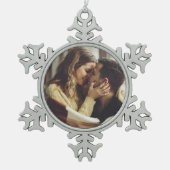 Foto für benutzerdefinierte Verlobungen Schneeflocken Zinn-Ornament (Vorderseite)