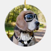 Foto für benutzerdefinierten Dogennamen Keramik Ornament (Hinten)