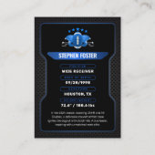 Foto für Blue & Black Football Trading Card Player Telefonnummerkarte (Rückseite)