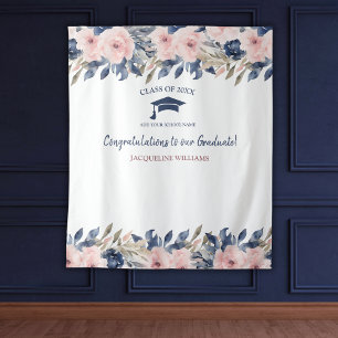 Foto für Blumenblauer und rosa Abschluss Hintergru Wandteppich
