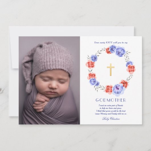 Foto für Blumenmuster Godmutter - Vorschlagskarte Einladung (Vorderseite)