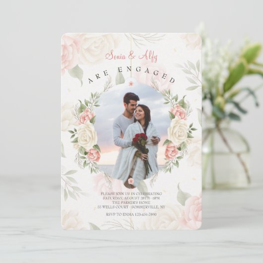 Foto für Blumenrahmen Einladung (Stehend Vorderseite)