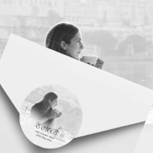 Foto für das Bestattungsgedanken Einfache Monogram Runder Aufkleber