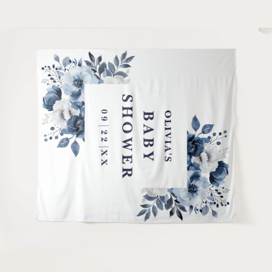 Foto für das Blue Floral Baby Wandteppich (Vorderseite (Horizontal))