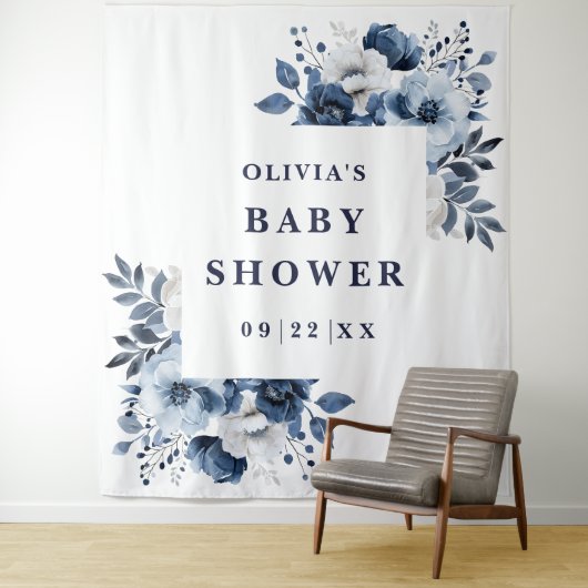 Foto für das Blue Floral Baby Wandteppich (Beispiel)
