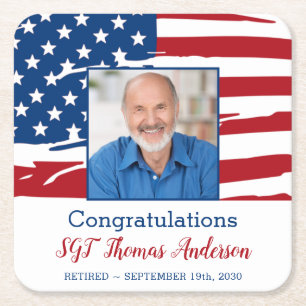 Foto für das militärische Ruhestand Patriotic Amer Rechteckiger Pappuntersetzer