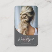 Foto für das Monogramm-Logo der Haarstylistin grau Visitenkarte (Vorderseite)