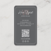 Foto für das Monogramm-Logo der Haarstylistin grau Visitenkarte (Rückseite)