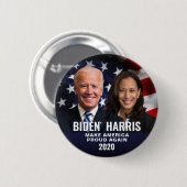 Foto für das patriotische Flag Biden Harris 2020 Button (Vorne & Hinten)