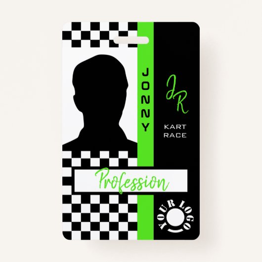 Foto für das Rennen auf der Karton-Flagge mit grün Ausweis (Vorderseite)