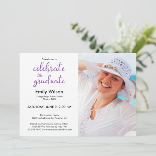 Foto für das Skriptmuster der Graduierungspartei Einladung (Stehend Vorderseite)