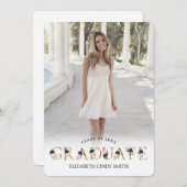 Foto für den Abschluss von Gold Navy Blush Floral Einladung (Vorne/Hinten)