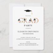 Foto für den Abschluss von Gold Navy Blush Floral Einladung (Rückseite)