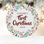 Foto für den ersten Weihnachtsfeiertag Keramik Ornament<br><div class="desc">Die perfekte Art,  das erste Weihnachtsfest Ihres neuen Babys zu feiern,  ist dieses Baby Foto Ornament. Entwickelt von Thisisnotme©</div>