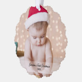 Foto für den ersten Weihnachtsurlaub des Babys - B Ornament Karte (Links)
