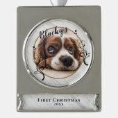 Foto für den ersten Welpenhühner Banner-Ornament Silber (Vorderseite)