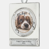 Foto für den ersten Welpenhühner Banner-Ornament Silber (Links)