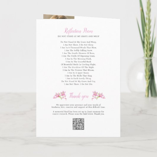 Foto für den Gedenkservice orchid Programm (Rückseite)