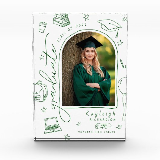 Foto für den grünen Retro-handgezogenen Abschluss (Vorderseite)